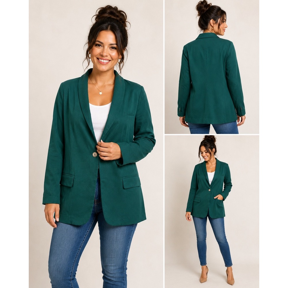 J.Jill Boxwood Green Shawl Collar‎ Single Button Blazer Jacket NWT Size Medium
